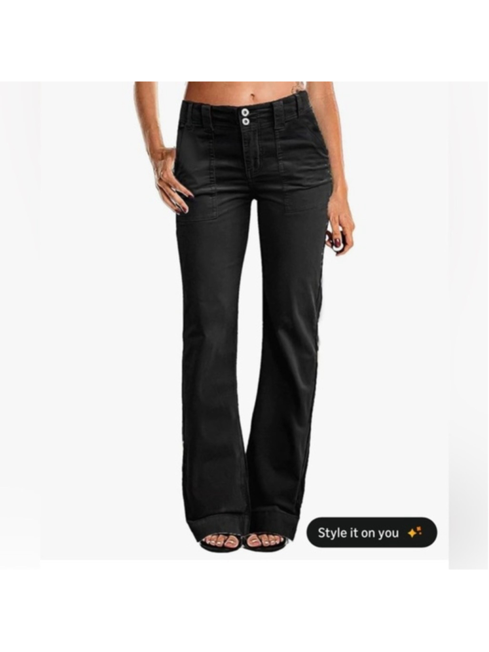 Flamingals Women's Wide Leg Pants for Women Mid Waist Dress Flare Straight L